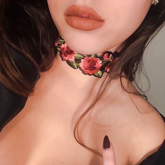 Floral Embroidered Choker Necklace | Boho Statement Collar - Picture 2 of 8